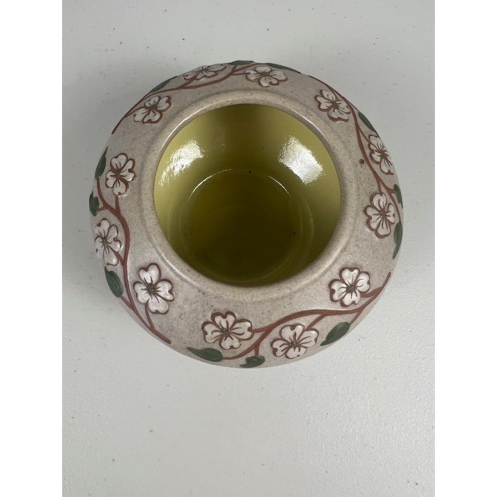 Pigeon Forge Pottery Dogwood Floral Round Bowl Tan Yellow Vintage Tennessee 4.5" - Picture 2 of 11